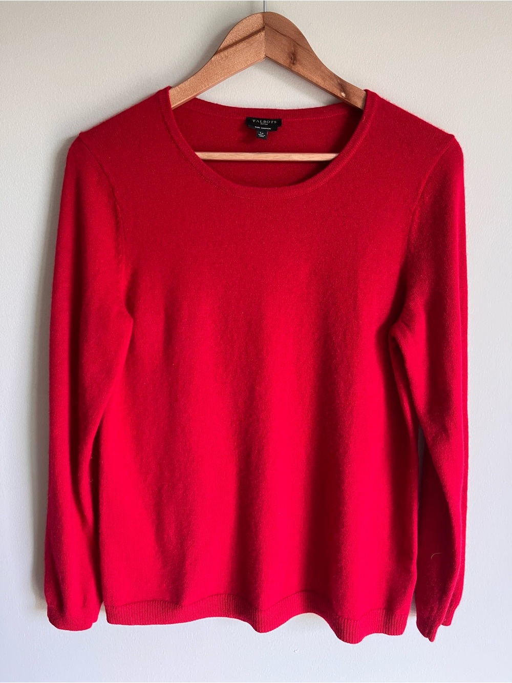 Talbots Women's Pure Cashmere Crewneck Sweater in Red Size Large Petite Fall